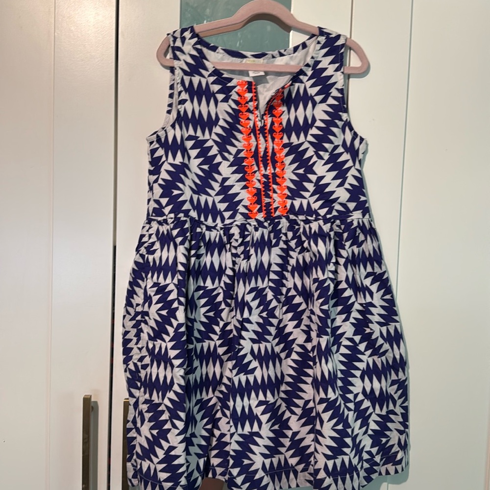 Crewcuts dress-blue and white. 100% cotton. Like new